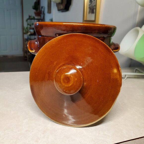 Pearsons of Chesterfield England Pottery Canister Brown Tan Crock With Lid 5" - Picture 4 of 8